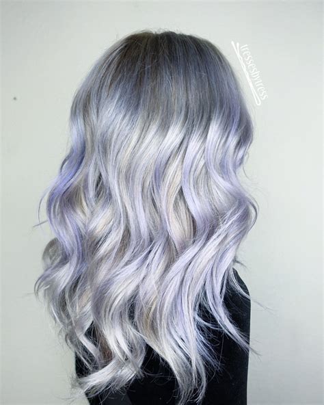Platinum White Blonde Balayage Lavendar Lilac Purple Hair Platinum