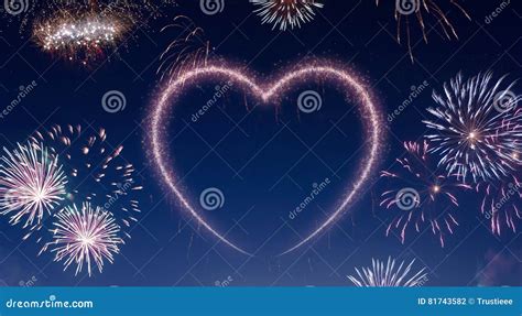 Night Sky With Fireworks Shaped As A Ries Stock Illustration