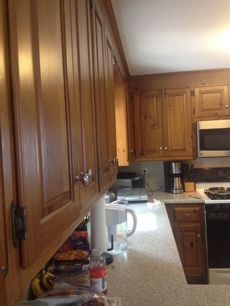 Cosmetically, we set to work straight away sprucing up the woodwork in the kitchen. Knotty Pine Kitchen- Custom Cabinets can I stain/paint or ...