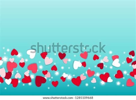 Scattered Red Pink Hearts Glowing Stars Stock Vector Royalty Free