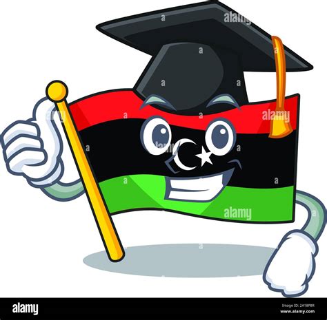 Graduation Flag Libya Cartoon Isolated The Mascot Stock Vector Image