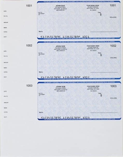 Personal Checks 3 On Page Wallet Size Checks