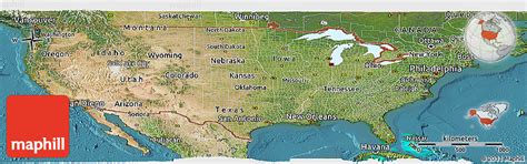 Satellite Panoramic Map Of United States