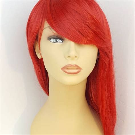 Long Red Wig With Bangs Etsy