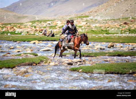 River Crossing In The Wakhan Corridor Badakhshan Afghanistan Stock