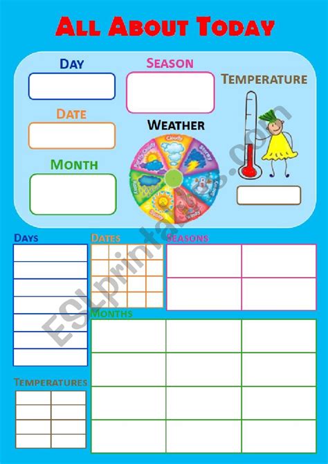 All About Today Board Esl Worksheet By Susanatavares