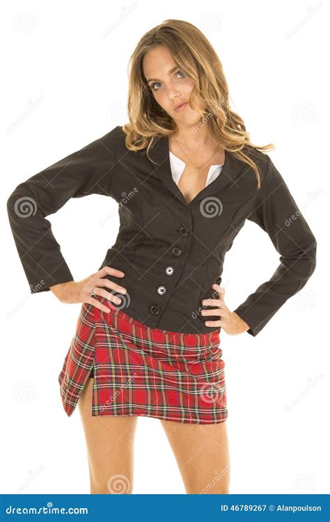 School Girl Stand In Skirt Hands On Hips Stock Image Image Of Girl