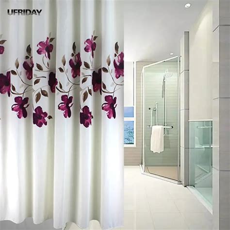 Ufriday Shower Curtain Floral Vintage Purple Flowers Cortinas Multi