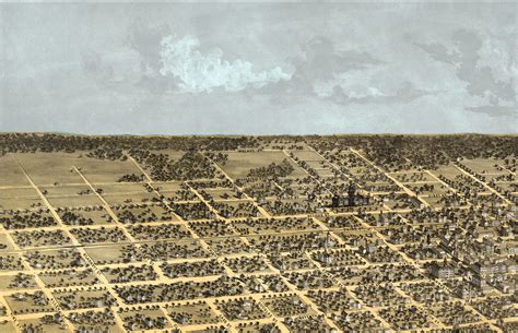 Springfield Illinois In 1867 Birds Eye View Aerial Map Panorama