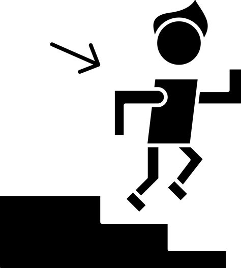 Man On Stairs Going Down Icon In Black And White Color 24471598 Vector