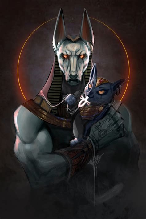 Anubis And Bastet An Art Print By Mohamed Saad Ancient Egyptian Gods