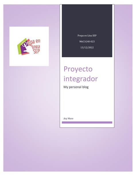 SOLUTION Proyecto Integrador Modulo 6 Prepa En Linea Sep Studypool