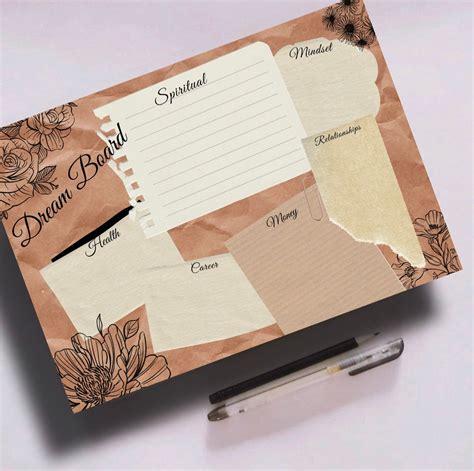 Dream Board Printable Template Vision Board Goal Planning Etsy