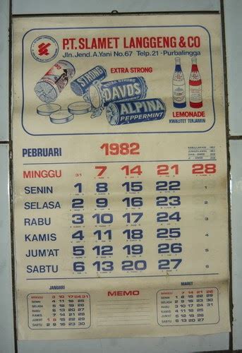 Weton Kalender Tahun 1982 Lengkap Dengan Pasaran Jawa 64 Ide Gambar