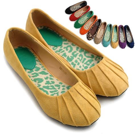 Ollio Womens Ballet Shoes Comfort Bowed Faux Suede Multi Colored Flats