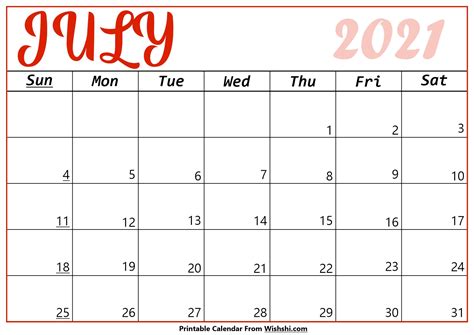 Blank July 2021 Calendar Beta Calendar Calendar Template Printable