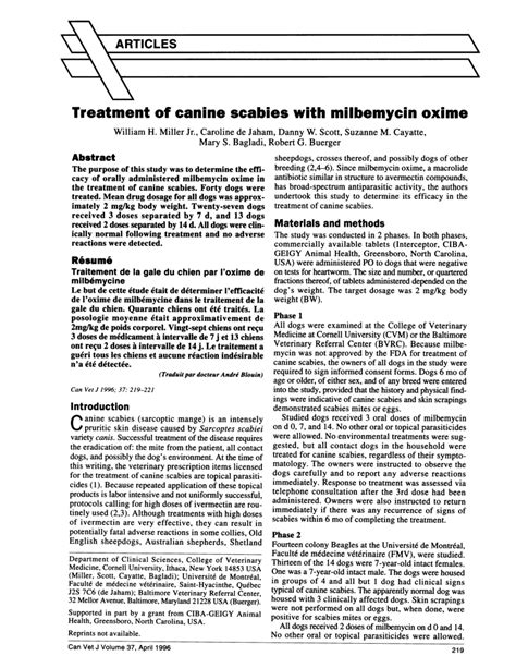 Pdf Treatment Of Canine Scabies With Milbemycin Oxime
