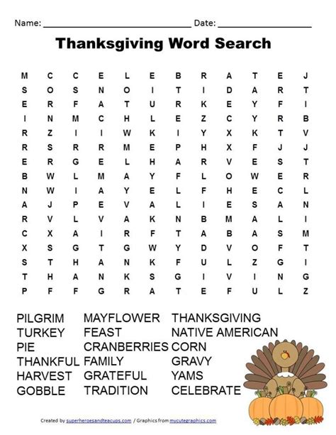 Thanksgiving Word Search Easy Printable Word Search Printable