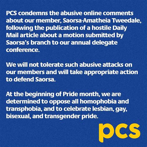 Pcs Union On Twitter Pcs Condemns The Abusive Online Comments About