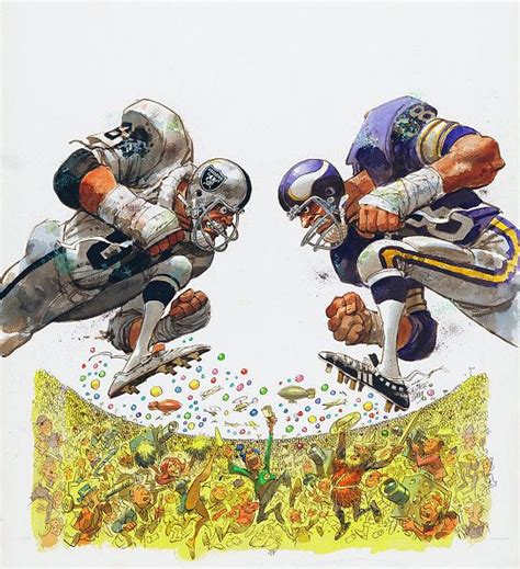 Super Bowl By Jack Davis 1976 Nfl Football Art Football Artwork