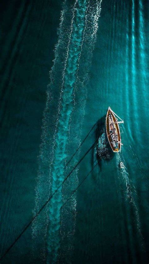 Water Boat In Ocean Aerial View Iphone Wallpaper Iphone Wallpapers