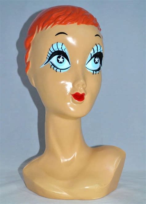 1960s Starry Blue Eyed Redhead Twiggy Biba Mannequin Display Kitsch