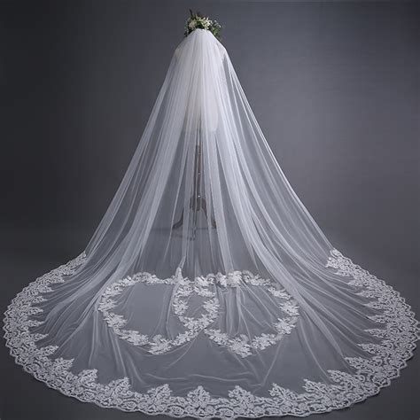 2018 New Bridal Veil Ivory 3m Appliqued Long Wedding Veil Veu De Noiva