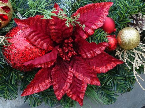 Christmas Flower With Baubles Free Stock Photo Public Domain Pictures