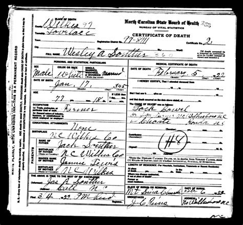 Nc Vital Records Death Certificates 1906 1979 State Archives Of
