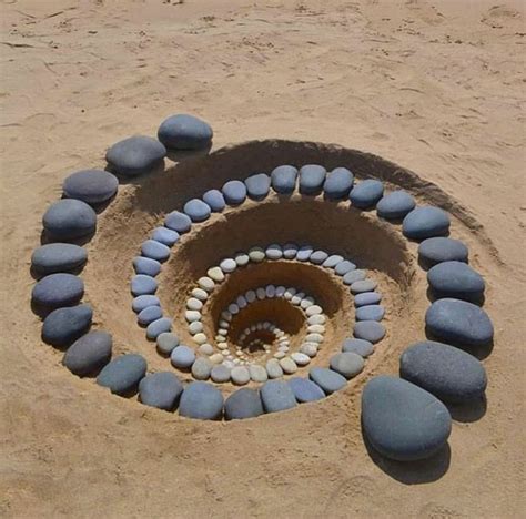 Spiral Rock Beach Sand Art Beach Land Art Land Art Sand Art