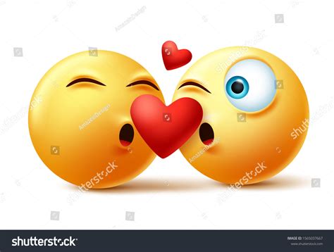 Stock Vektor „emoticon Emoji Couple Kissing Faces Vector“ Bez Autorských Poplatků 1565037667