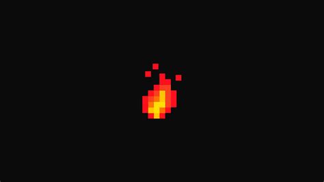 Wallpaper Pixel Art Minimalism Red Logo Fire Flares Darkness