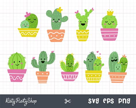 Cute Cactus Svg Files For Cricut Cactus Png Kawaii Cactus Etsy