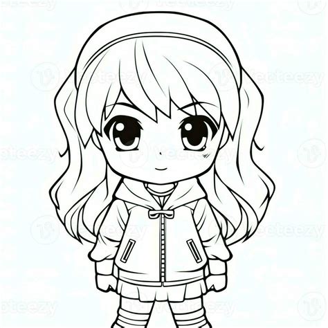 Anime Girl Coloring Pages 26672894 Stock Photo At Vecteezy