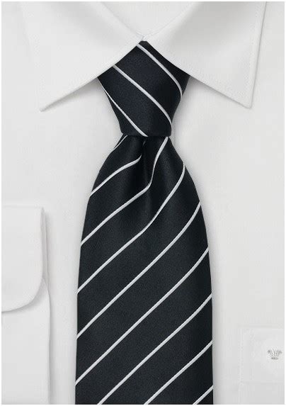 Black And White Striped Tie Mens