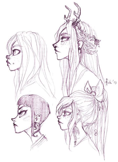 Female Face Side View Drawing Reference And Sketches For