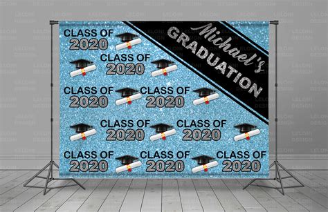 Graduation Backdrop Class Of 2021 Blue And Silver Backdrop Etsy