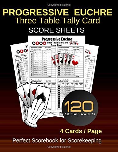 Progressive Euchre Three Table Tally Card Score Sheets Score Sheets For Scorekeeping Book