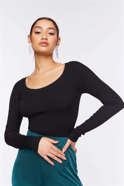 Ribbed Scoop Neck Sweater