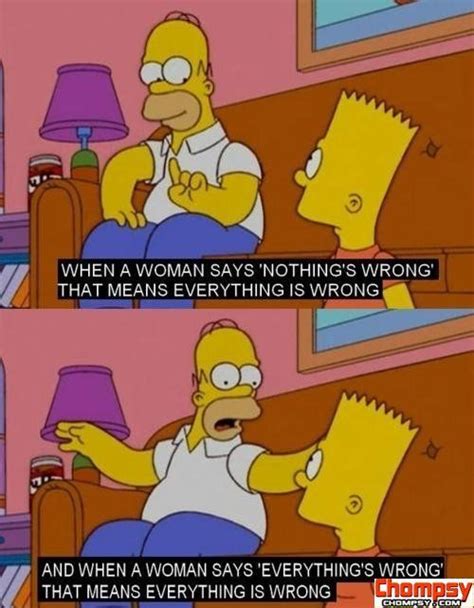 If A Woman Says Nothings Wrong Simpsons Funny Simpsons Quotes Homer Simpson