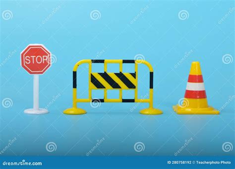 Traffic Road Repair Barriers Set With Text Under Construction Safety