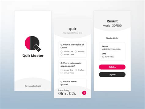 Quiz App User Interface Design By Md Sajib Hossain On Dribbble