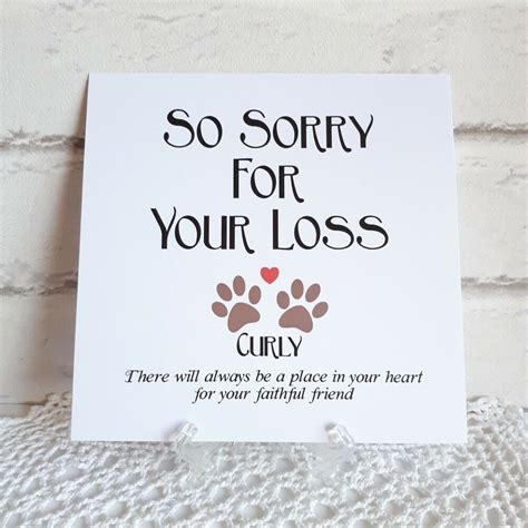 Handmade Personalised Condolence Card Loss Of A Dog Or Cat Animal