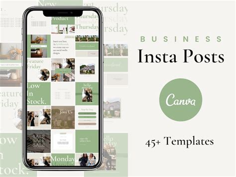 45 Small Business Instagram Templates For Canva Green Etsy