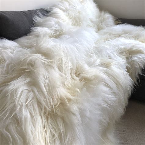 Icelandic Sheepskin Long Fur Rug 100 Natural White Throw All Sizes