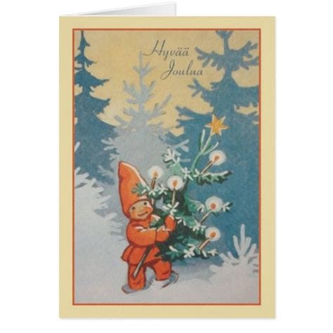 Vintage Finnish Hyvää Joulua Christmas Card Zazzle
