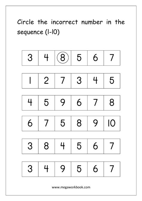 Ordering Numbers Worksheets Missing Numbers What Comes Before And