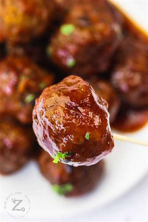 Crockpot Grape Jelly Meatballs Easy Recipe Our Zesty Life