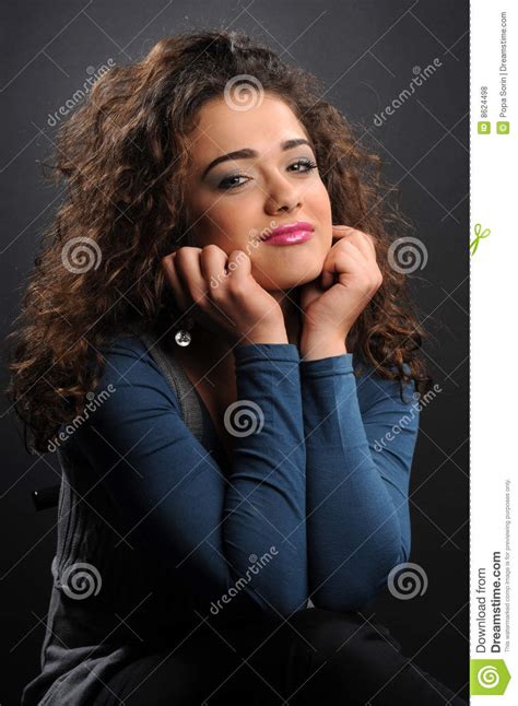 Beautiful Model With Curly Hair Stock Photo Image Of