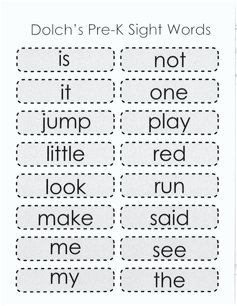 40 Printable Sight Words Dolch Sight Words Preschool Sight Words